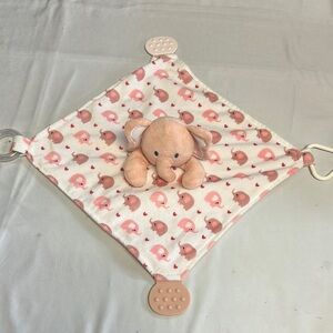 ⭐️ Modern Baby - Pink and White elephant Comfort Blanket Lovey